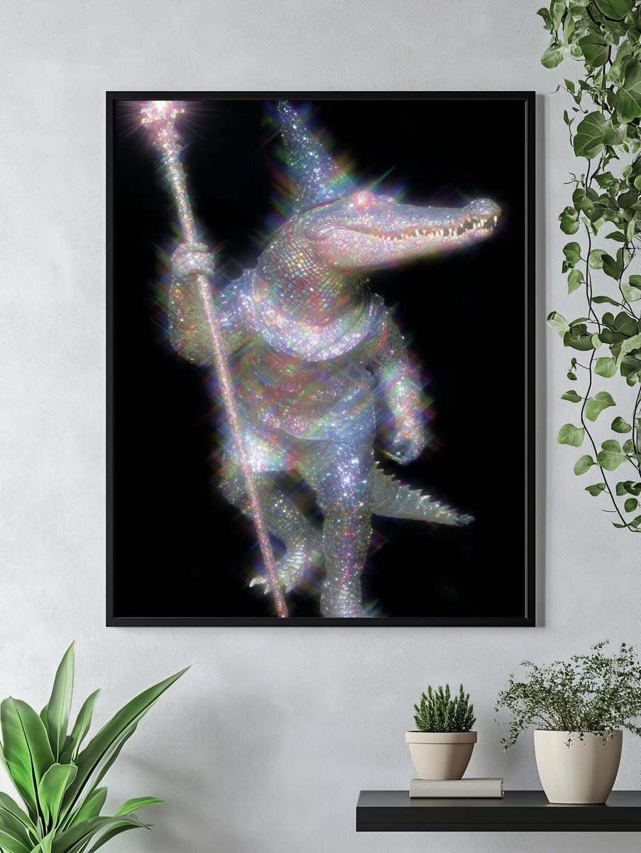 Glittering Alligator Wizard Poster. — room view 4