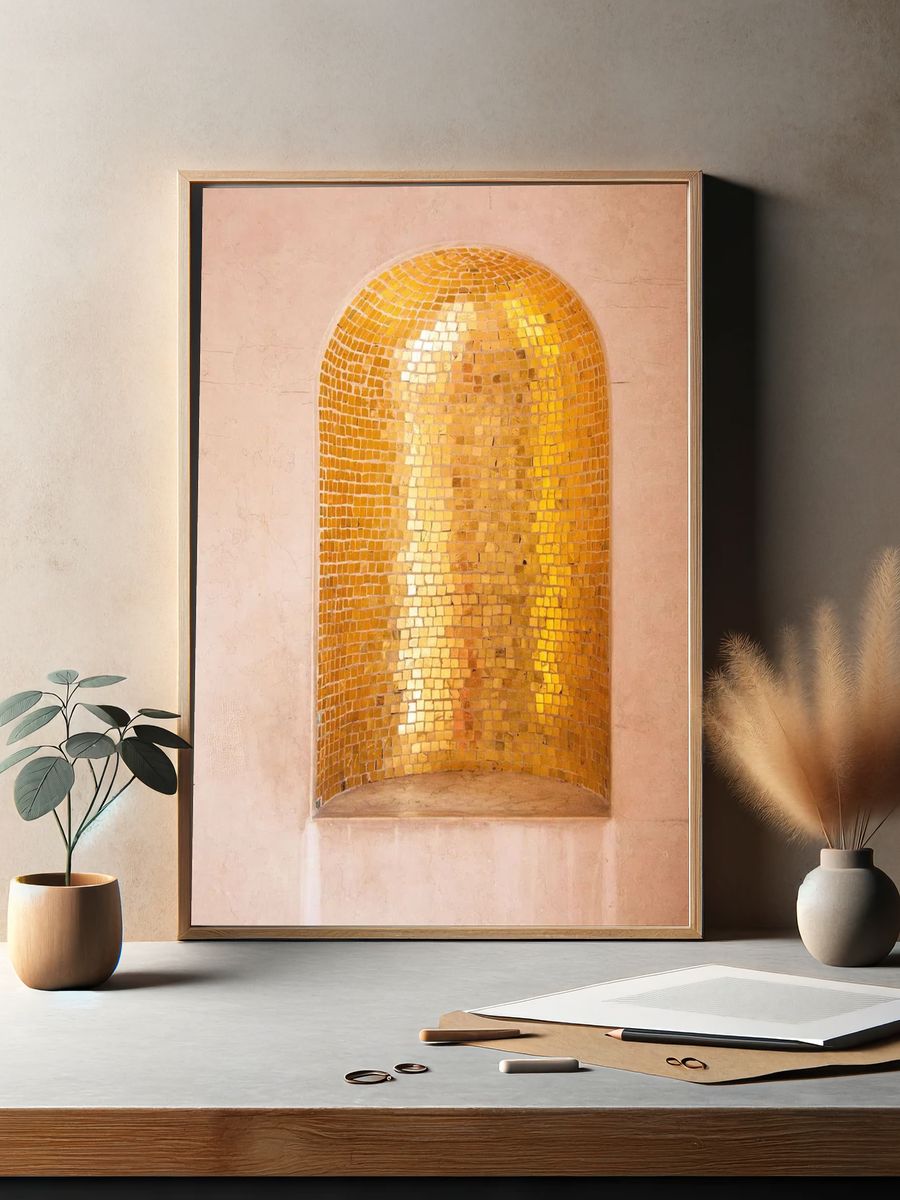 Golden Mosaic Arch — Fine Art Print. — room view 2