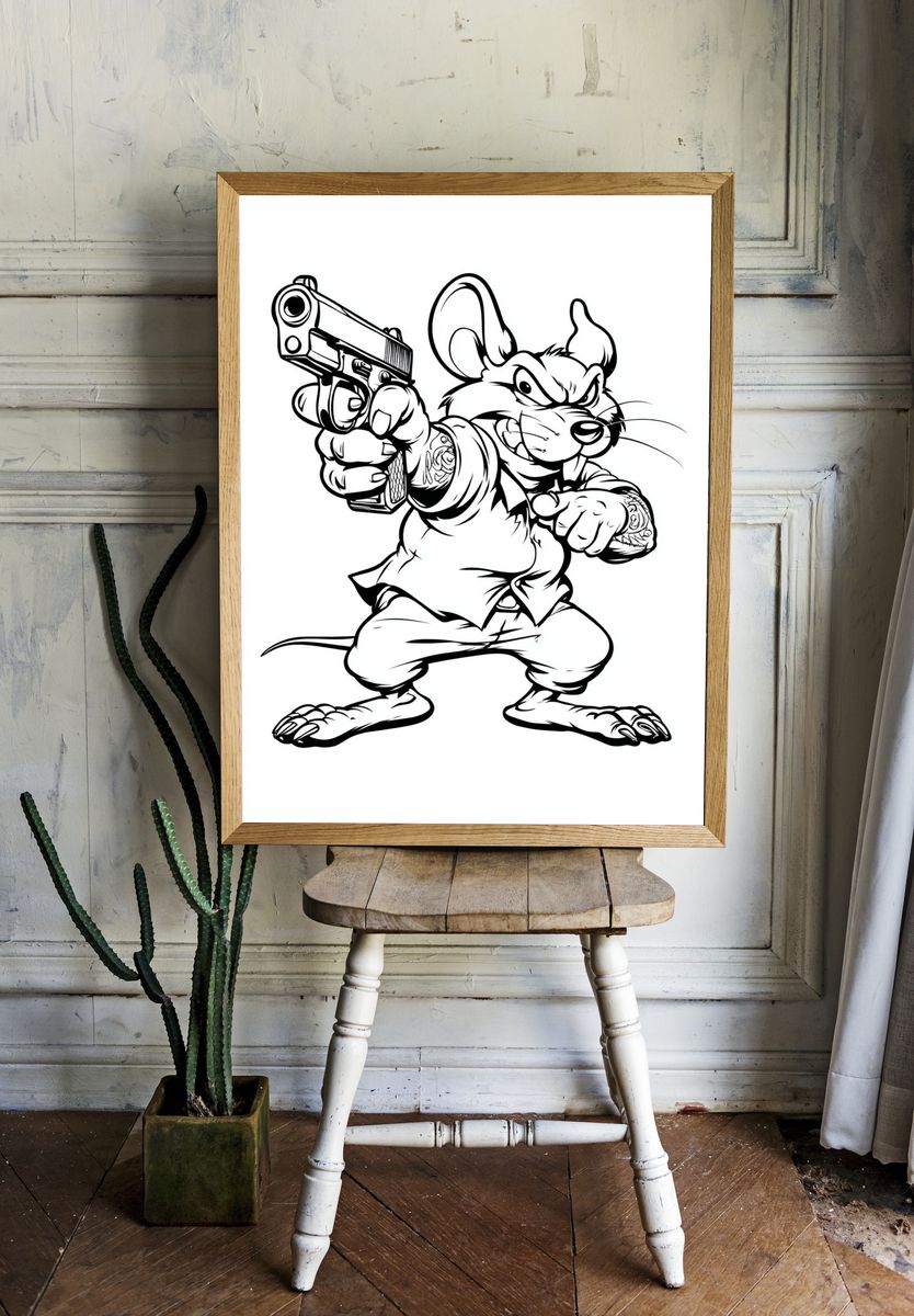 Gangster Mouse — Illustration Print. — room view 1