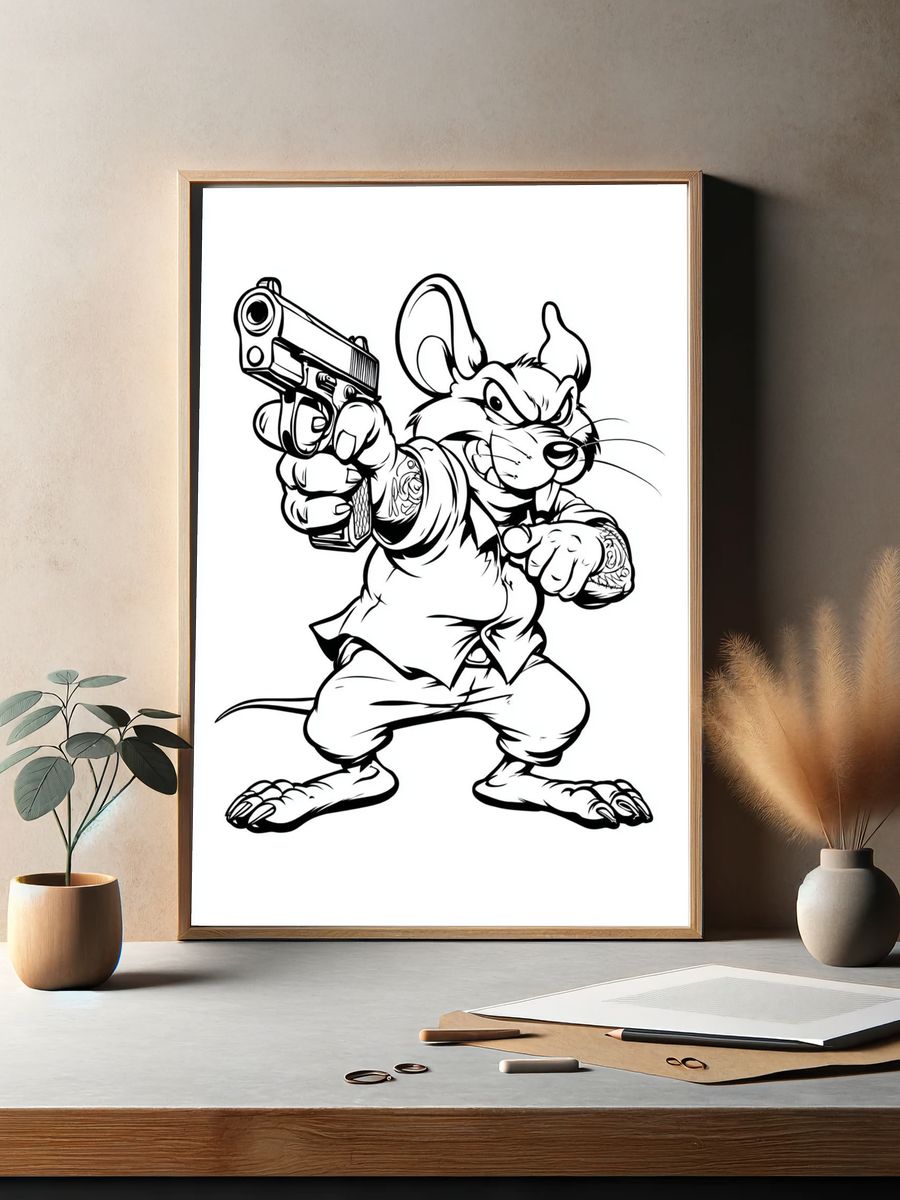 Gangster Mouse — Illustration Print. — room view 2