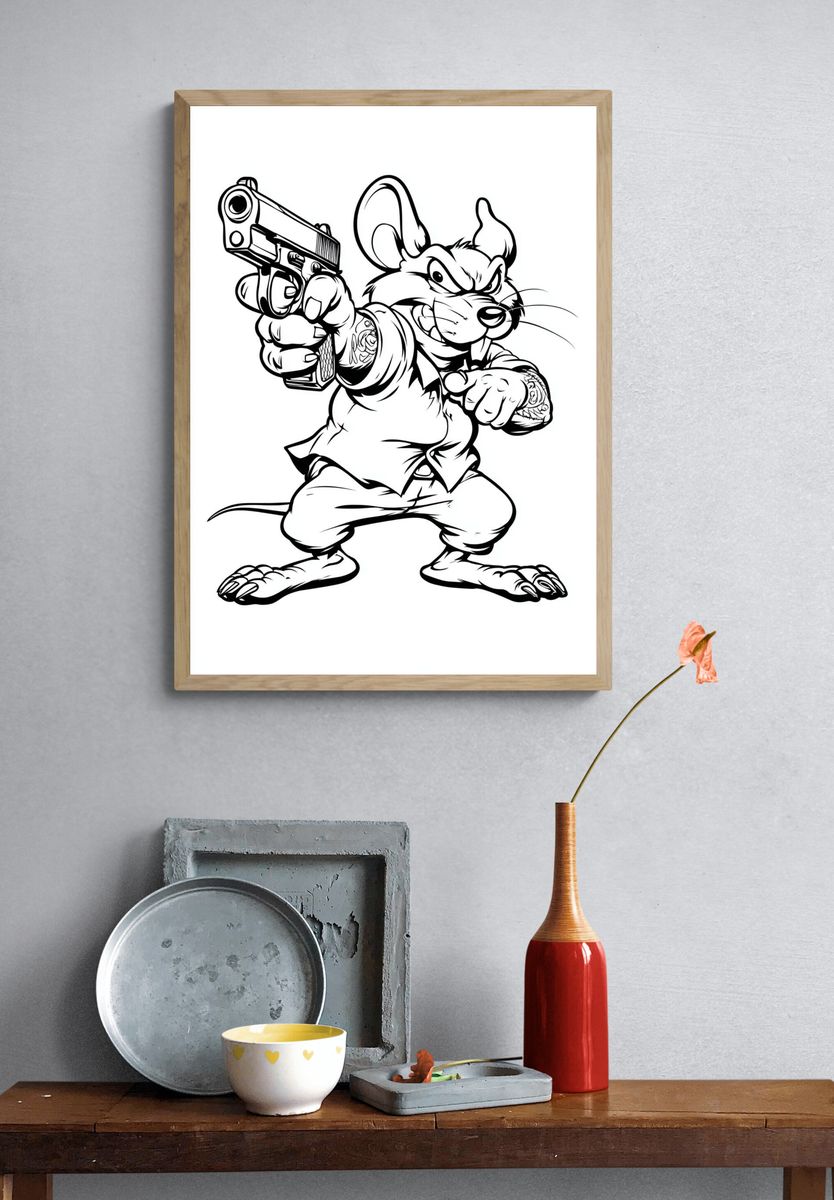 Gangster Mouse — Illustration Print. — room view 3