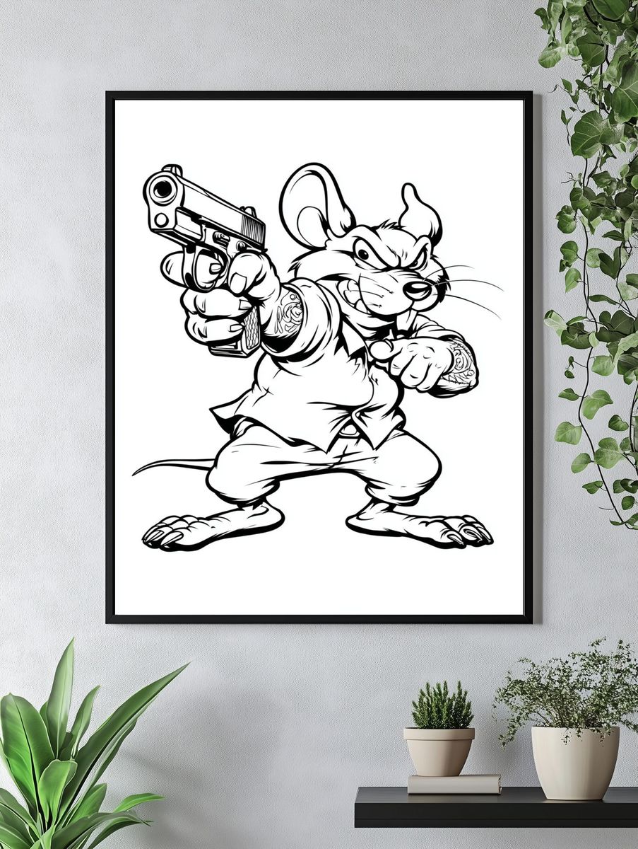 Gangster Mouse — Illustration Print. — room view 4