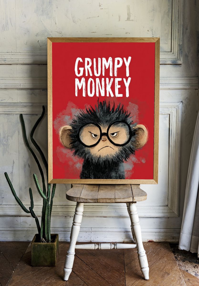 Grumpy Monkey — Illustration Print. — room view 1