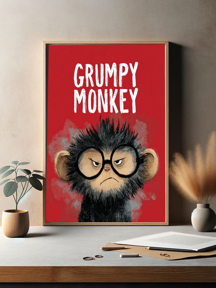 Grumpy Monkey — Illustration Print. — room view 2