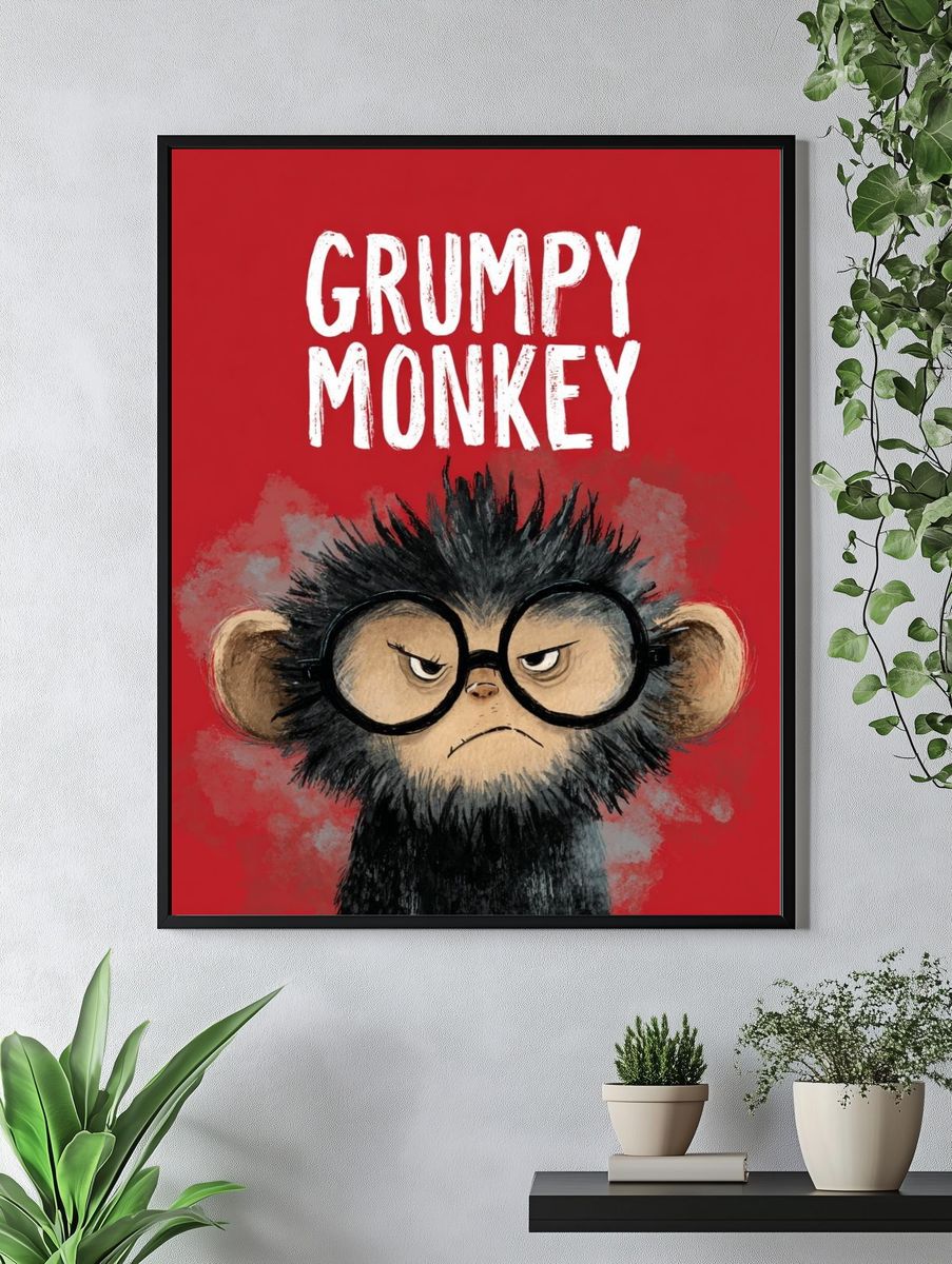 Grumpy Monkey — Illustration Print. — room view 4