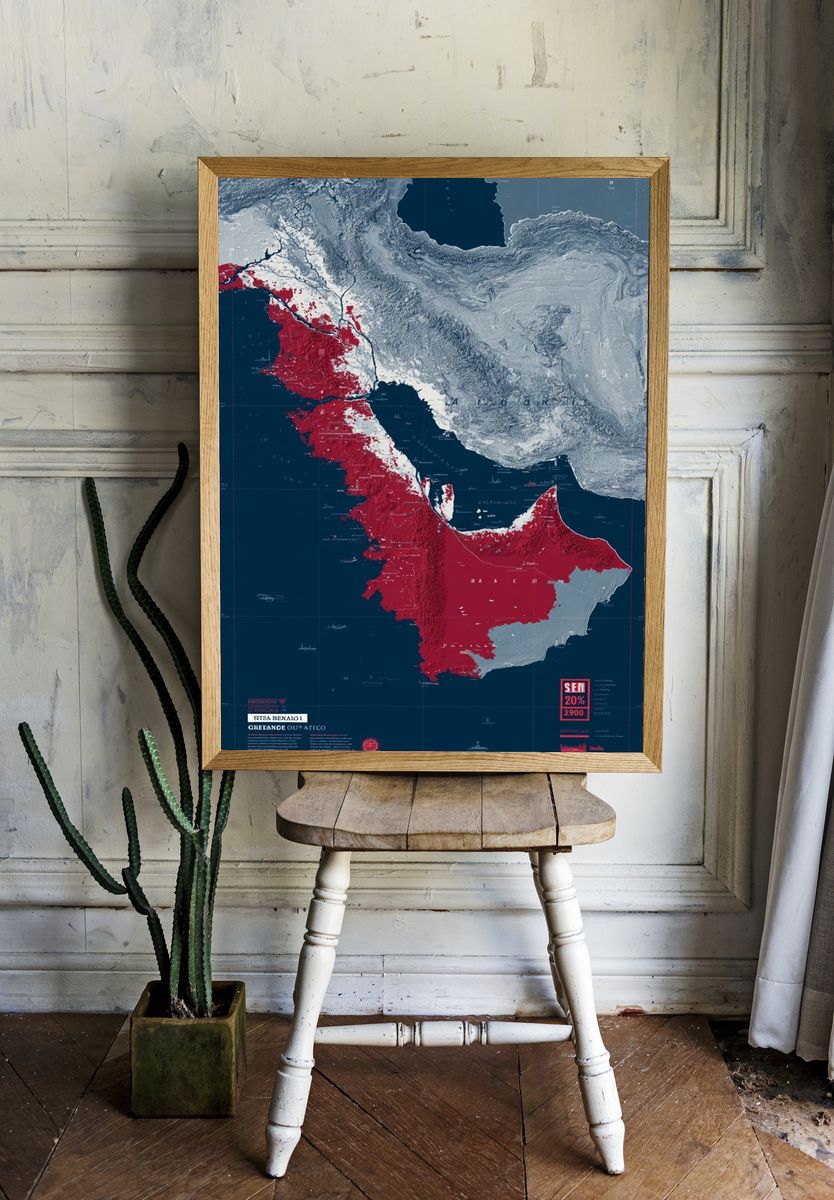 Geographical Map of the Gulf — Vintage Print. — room view 1