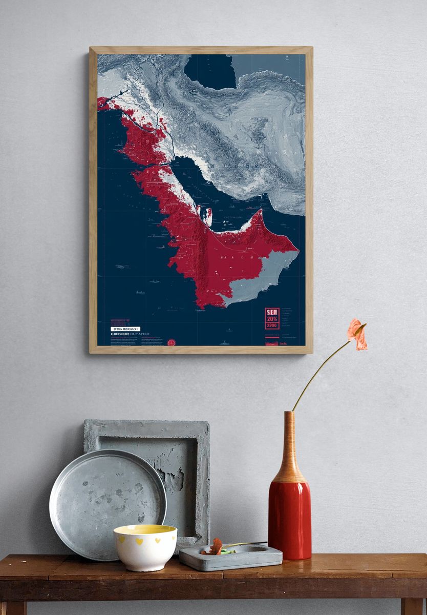 Geographical Map of the Gulf — Vintage Print. — room view 3