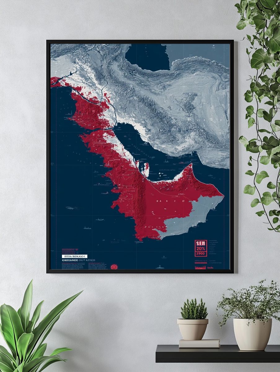 Geographical Map of the Gulf — Vintage Print. — room view 4