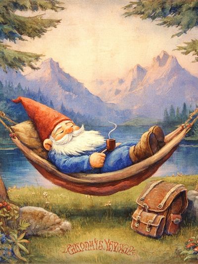 Relaxing Gnome — Illustration Print. poster