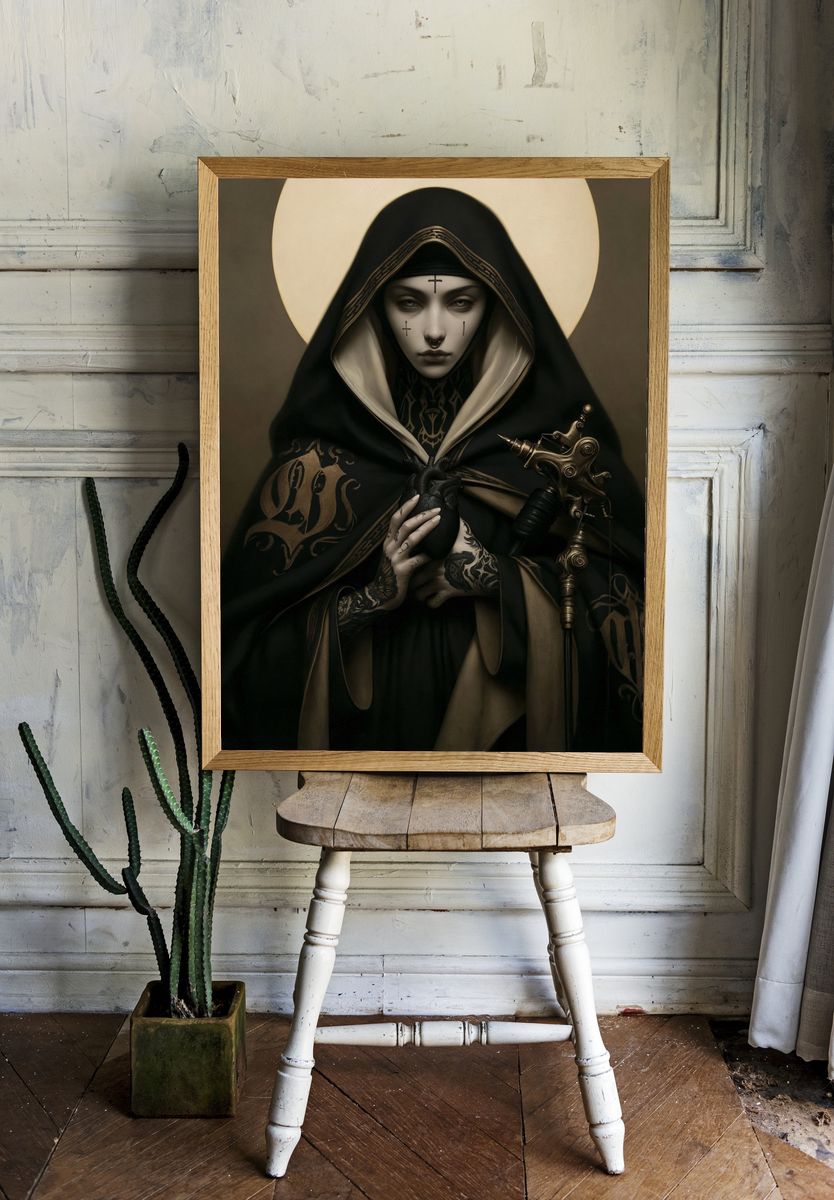 Gothic Nun Portrait Poster. room preview