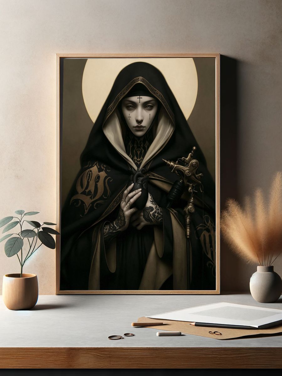 Gothic Nun Portrait Poster. — room view 2
