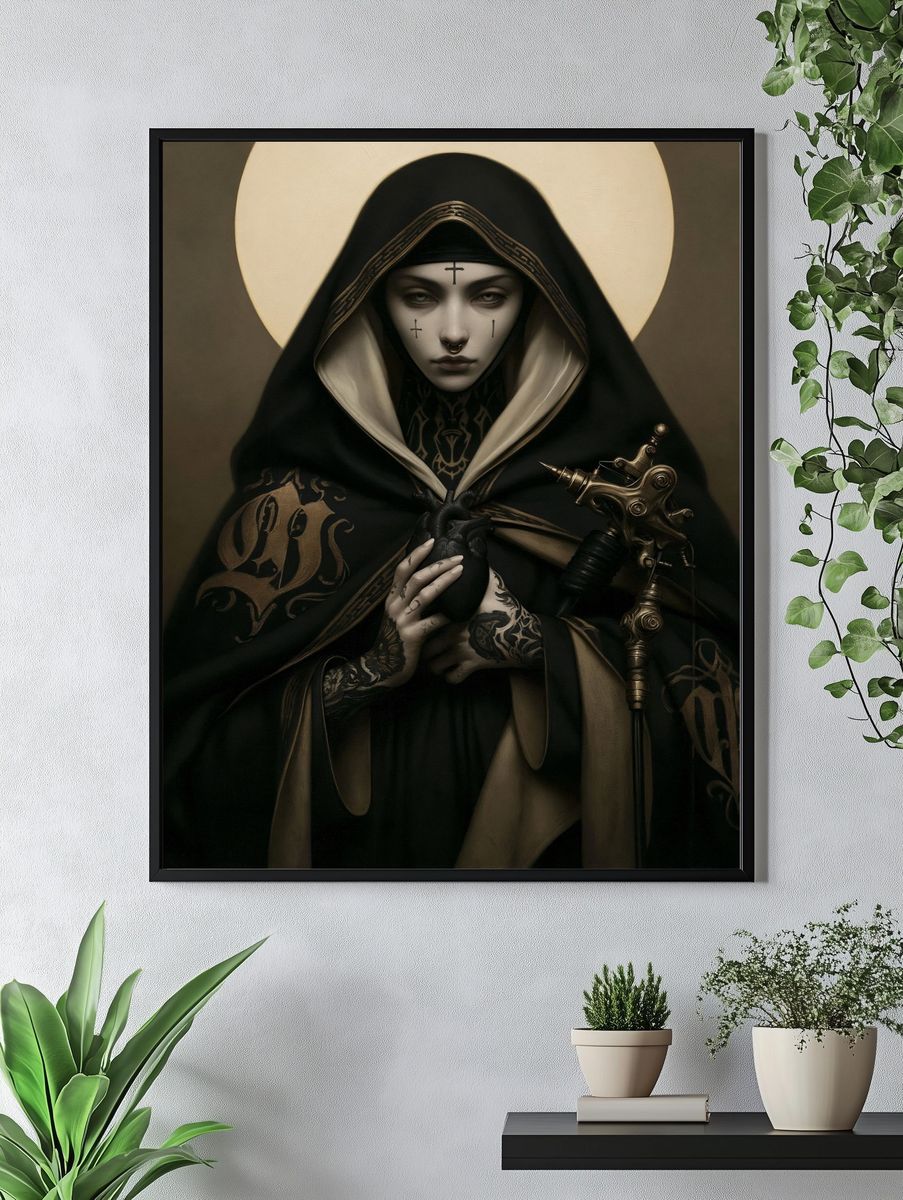 Gothic Nun Portrait Poster. — room view 4