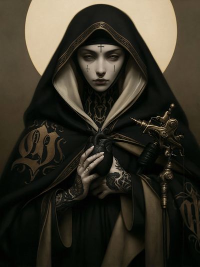Gothic Nun Portrait Poster. poster