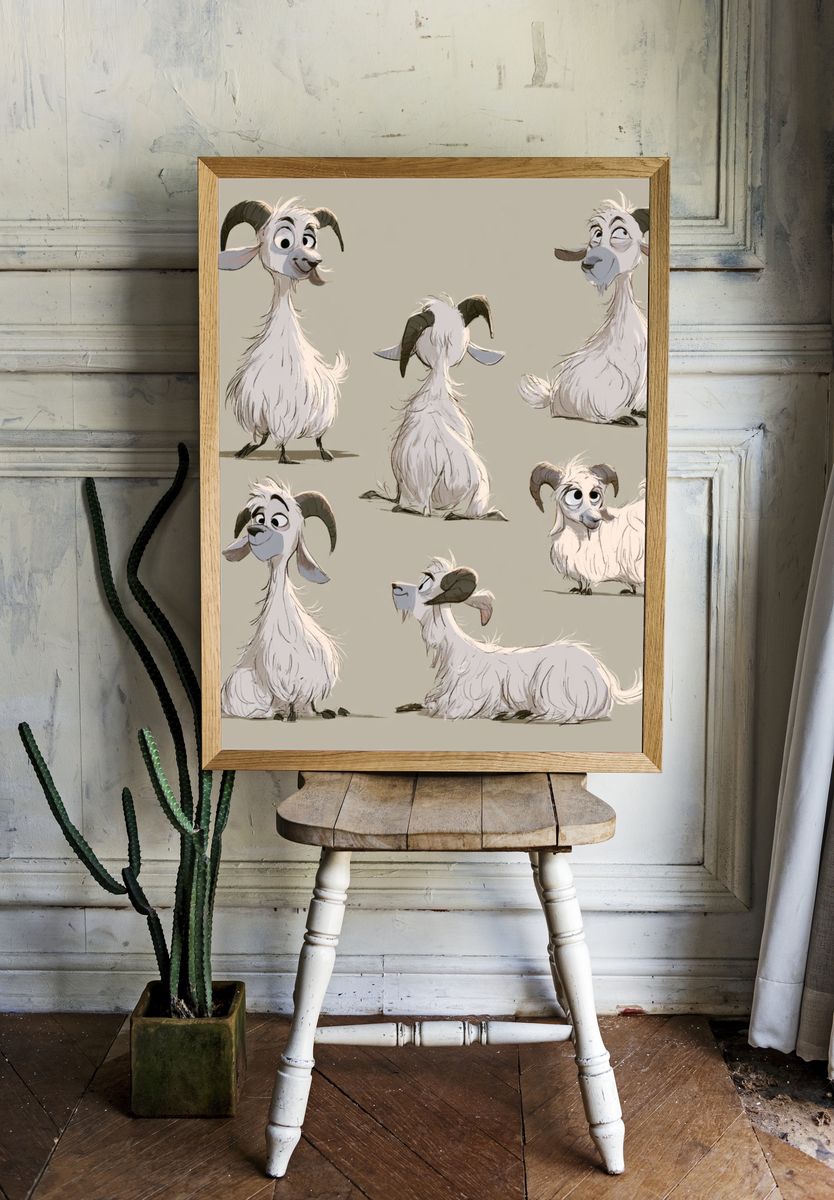 Whimsical Goat Character Poster. room preview