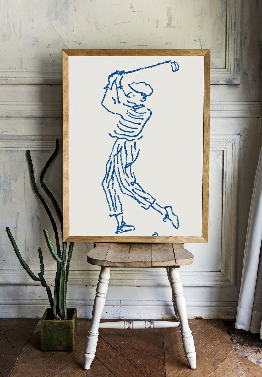 Golfer Swing Line Art Poster. room preview
