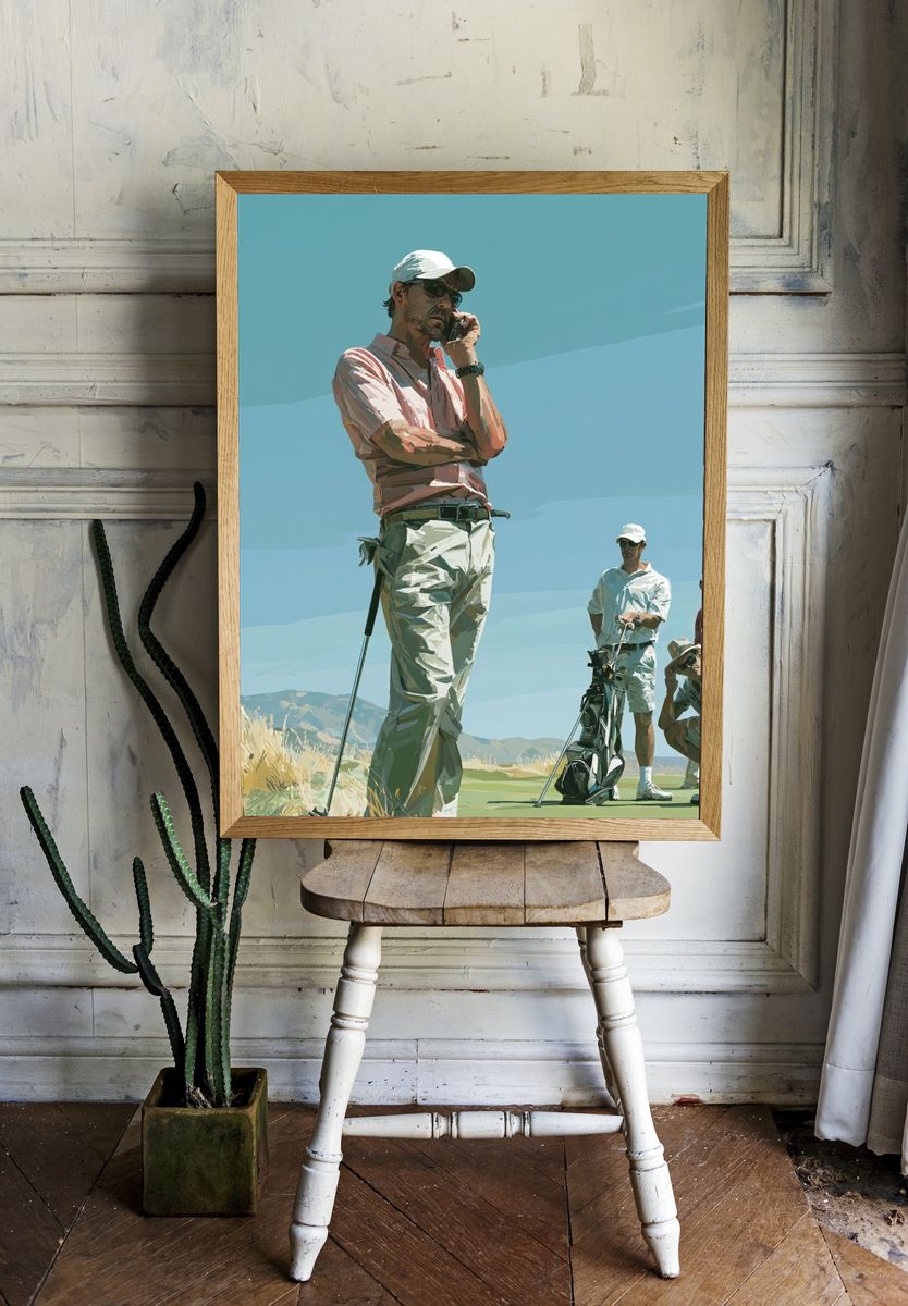 Golfers on the Green Illustration Poster. room preview