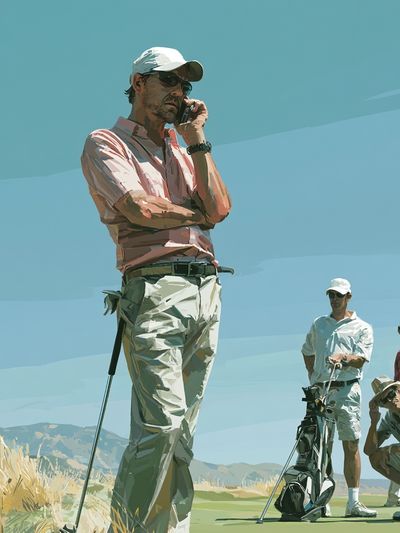 Golfers on the Green Illustration Poster. poster