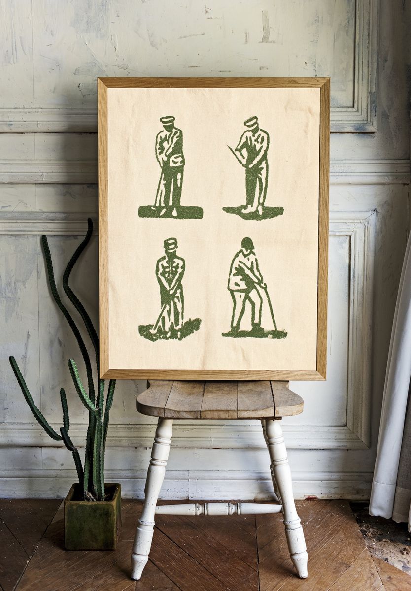 Vintage Golf Swing Techniques Poster room preview