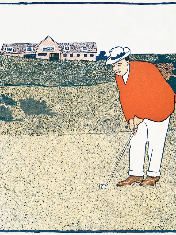 Golfer in Action — Vintage Print. poster — vintage art