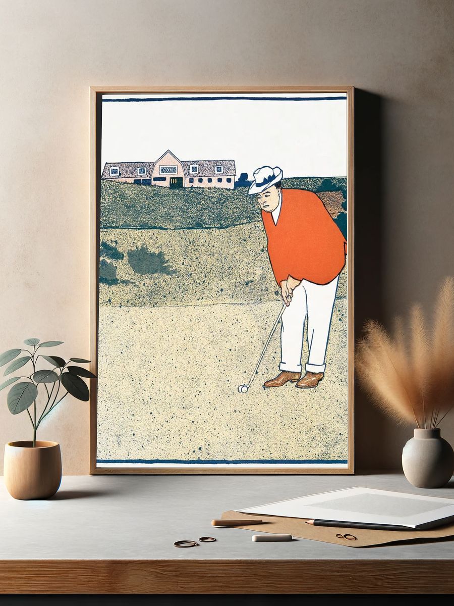 Golfer in Action — Vintage Print. — room view 2