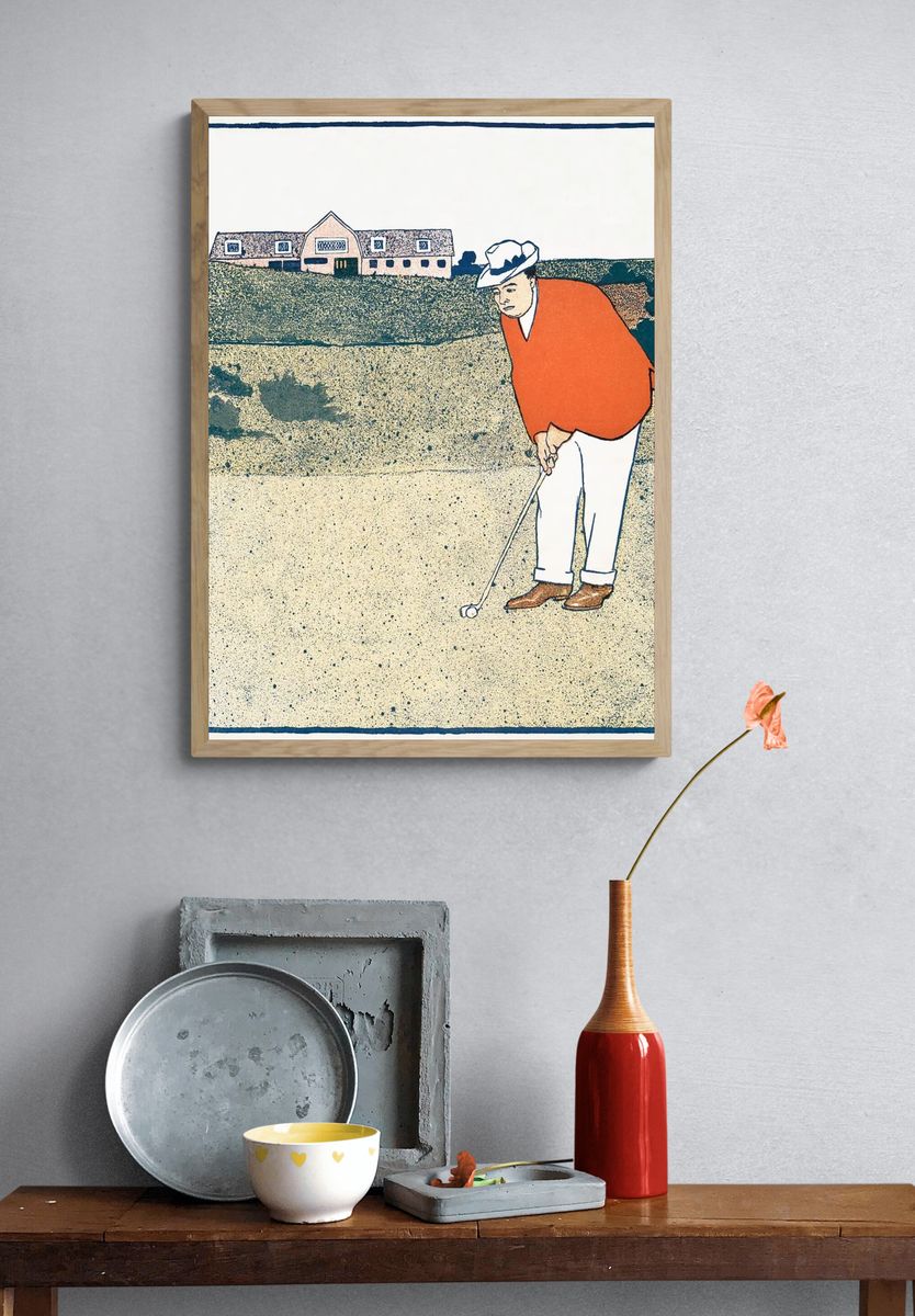 Golfer in Action — Vintage Print. — room view 3