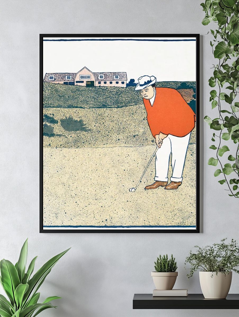 Golfer in Action — Vintage Print. — room view 4