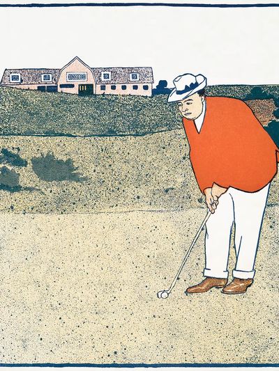 Golfer in Action — Vintage Print