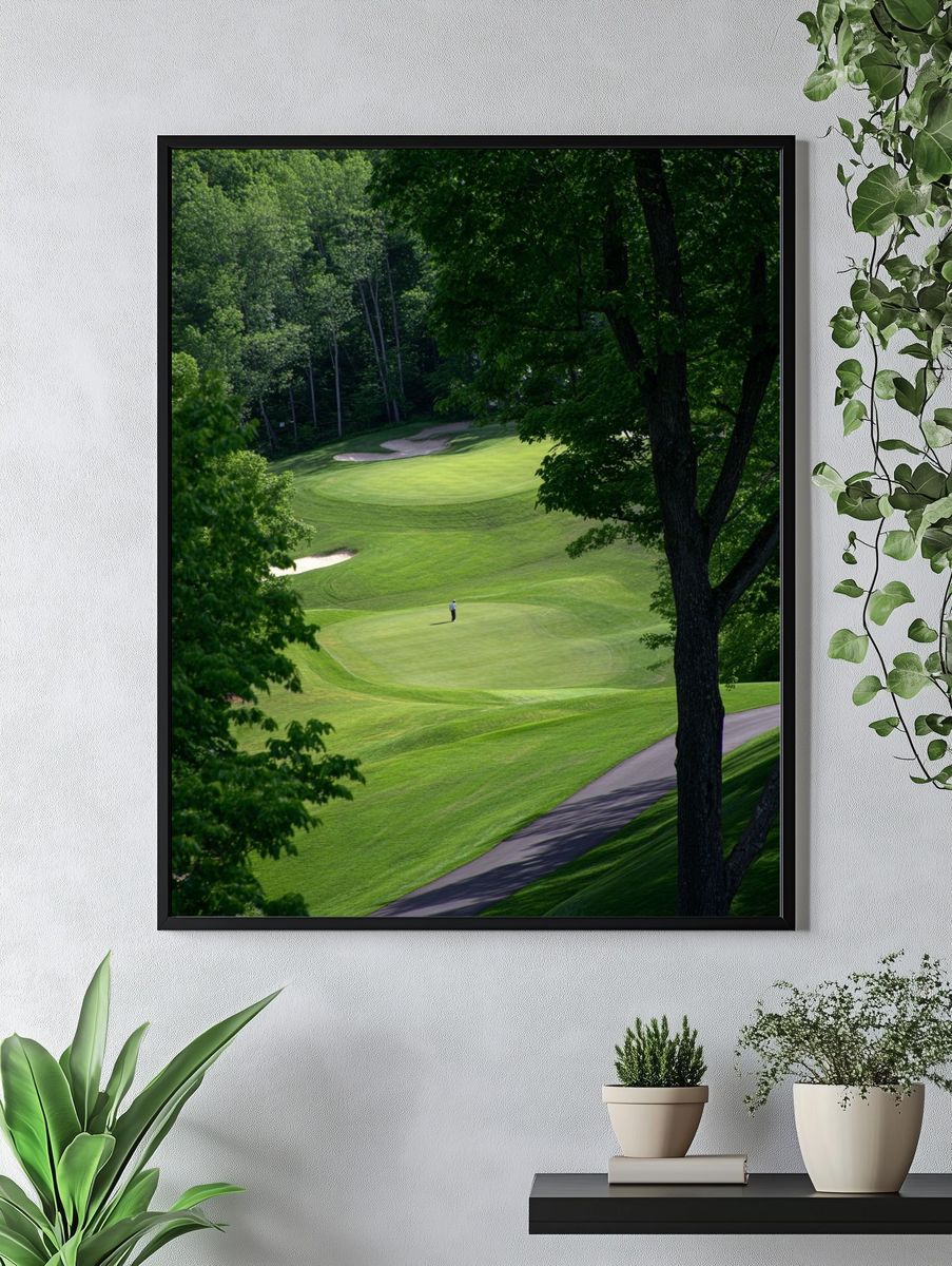 Green Golf Course Landscape Poster. — room view 4