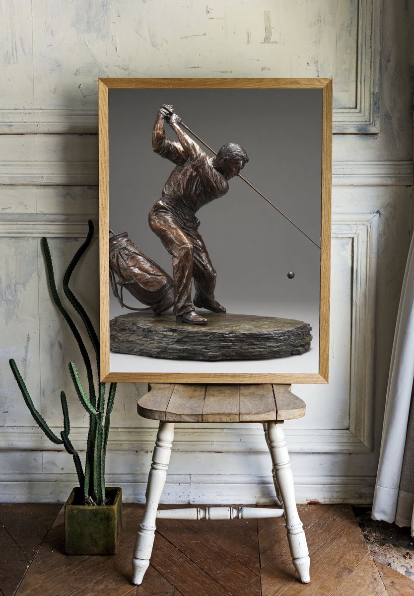 Golf Swing Bronze Sculpture Print. room preview