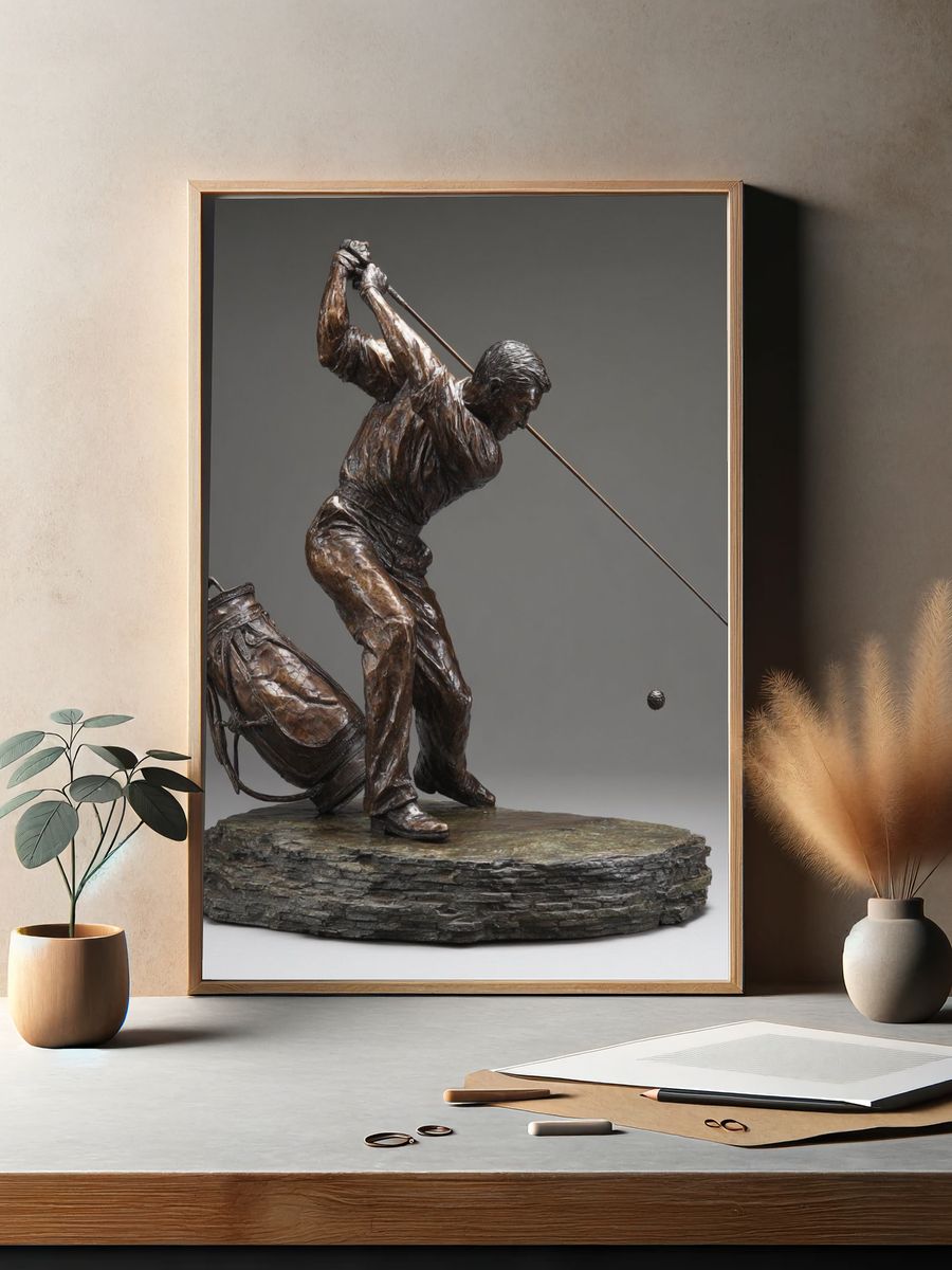 Golf Swing Bronze Sculpture Print. — room view 2