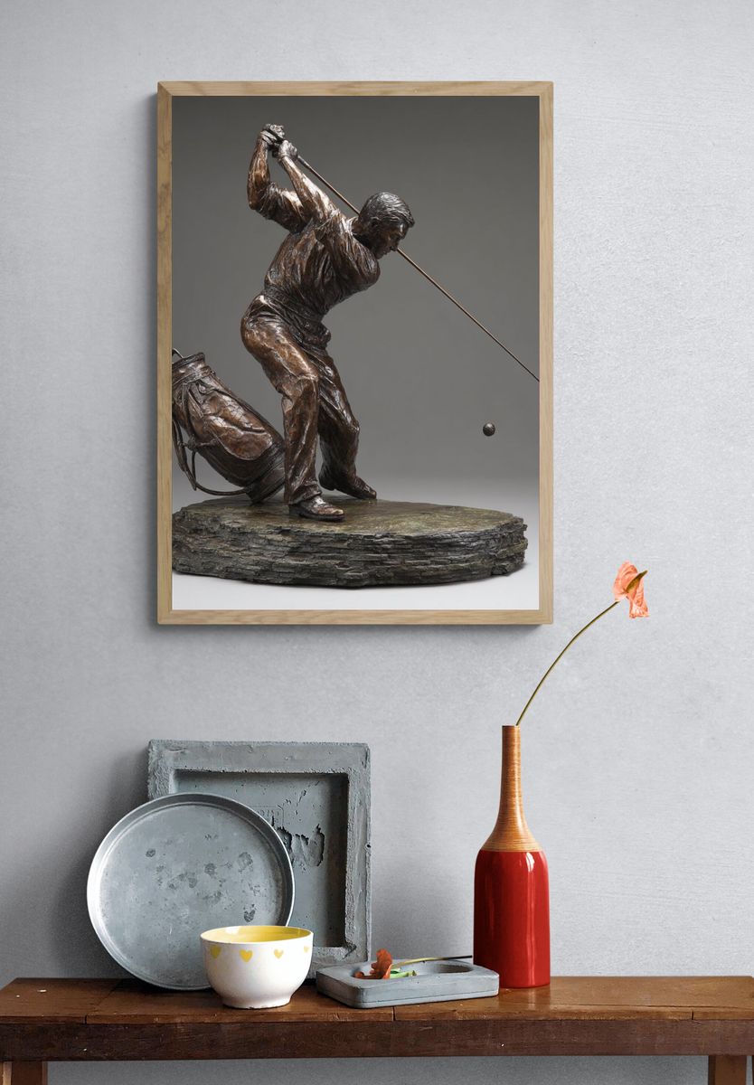 Golf Swing Bronze Sculpture Print. — room view 3