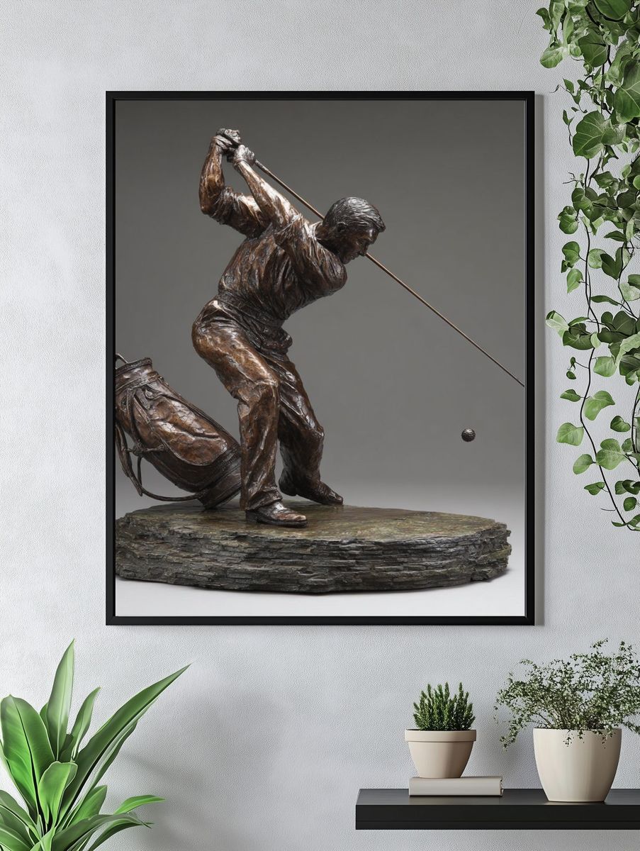Golf Swing Bronze Sculpture Print. — room view 4