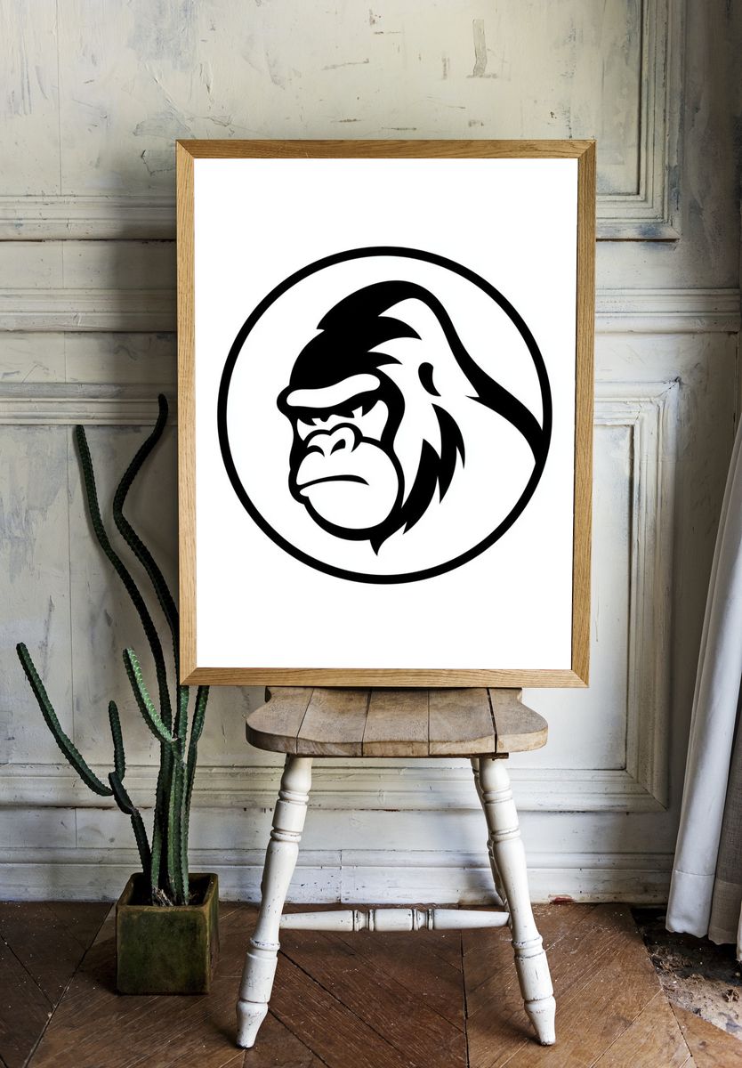 Gorilla Head Minimalist Poster. room preview