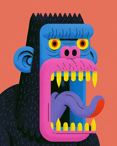 Colorful Gorilla Portrait Poster.