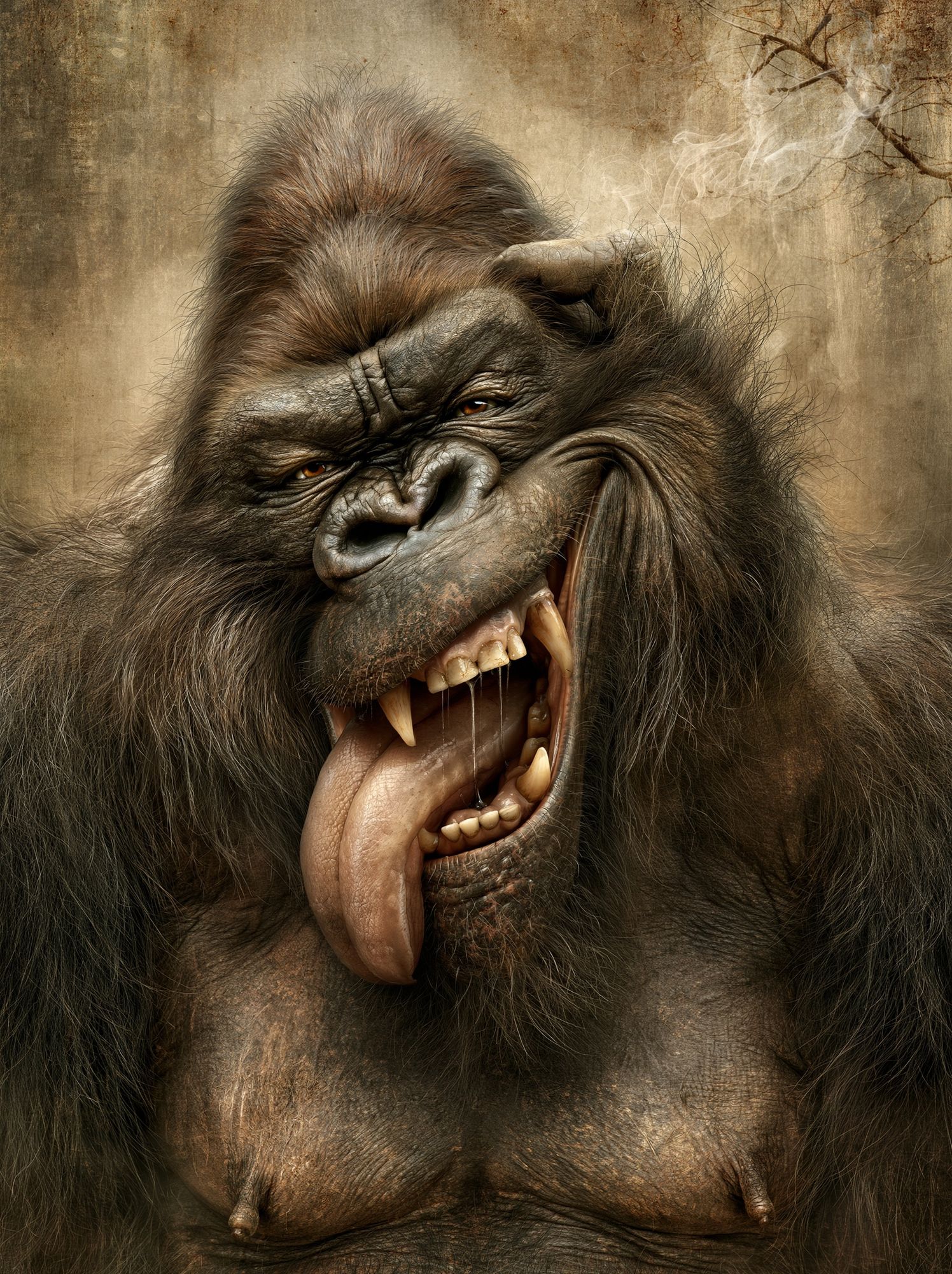 Roaring Gorilla Portrait Poster. poster — animals art