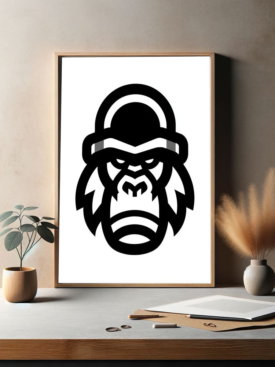 Gorilla Head Minimalist Print. — room view 2