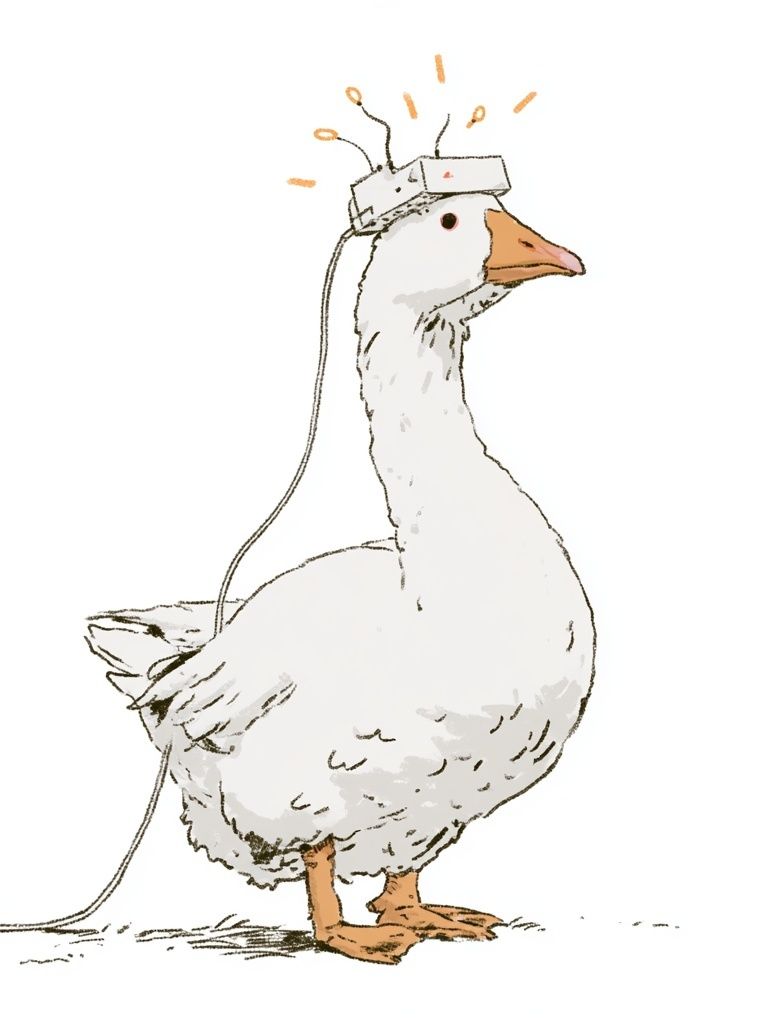 Goose with Headset Illustration Print. poster — illustration art