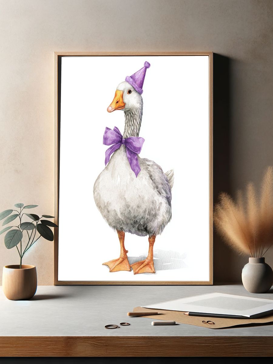 Party Goose — Watercolor Illustration Print. — room view 2
