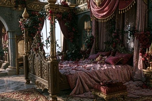 Gothic Canopy Bedroom Print. poster — fine-art art