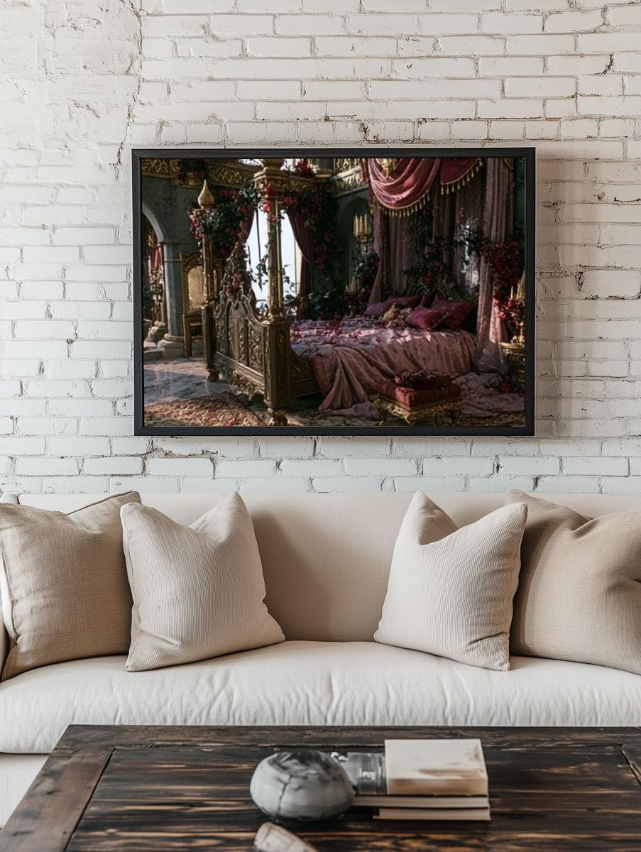 Gothic Canopy Bedroom Print. room preview
