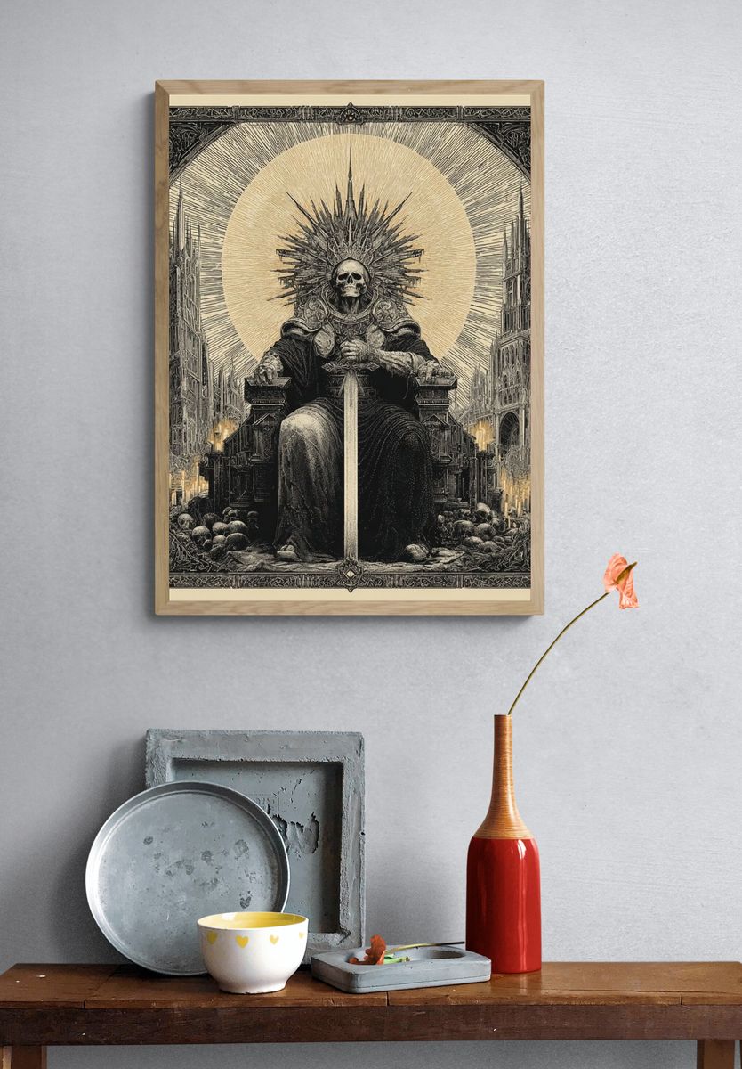 Gothic Skull Throne Illustration Poster. — room view 3