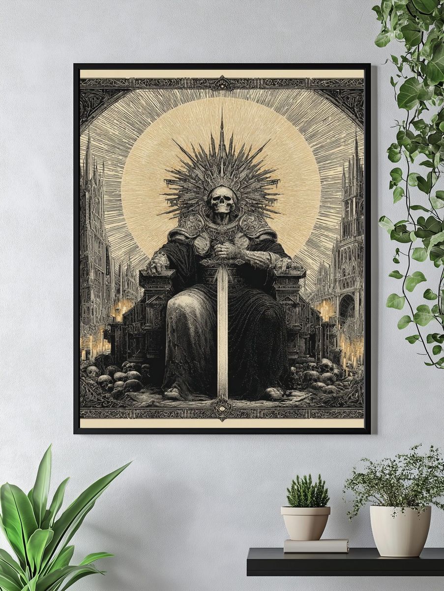 Gothic Skull Throne Illustration Poster. — room view 4
