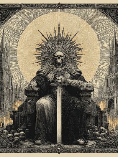 Gothic Skull Throne Illustration Poster. poster print