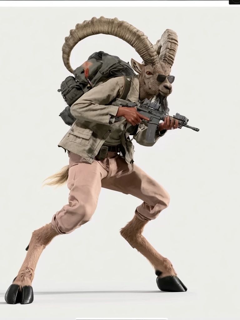 Goat Soldier Digital Art Print. poster — illustration art