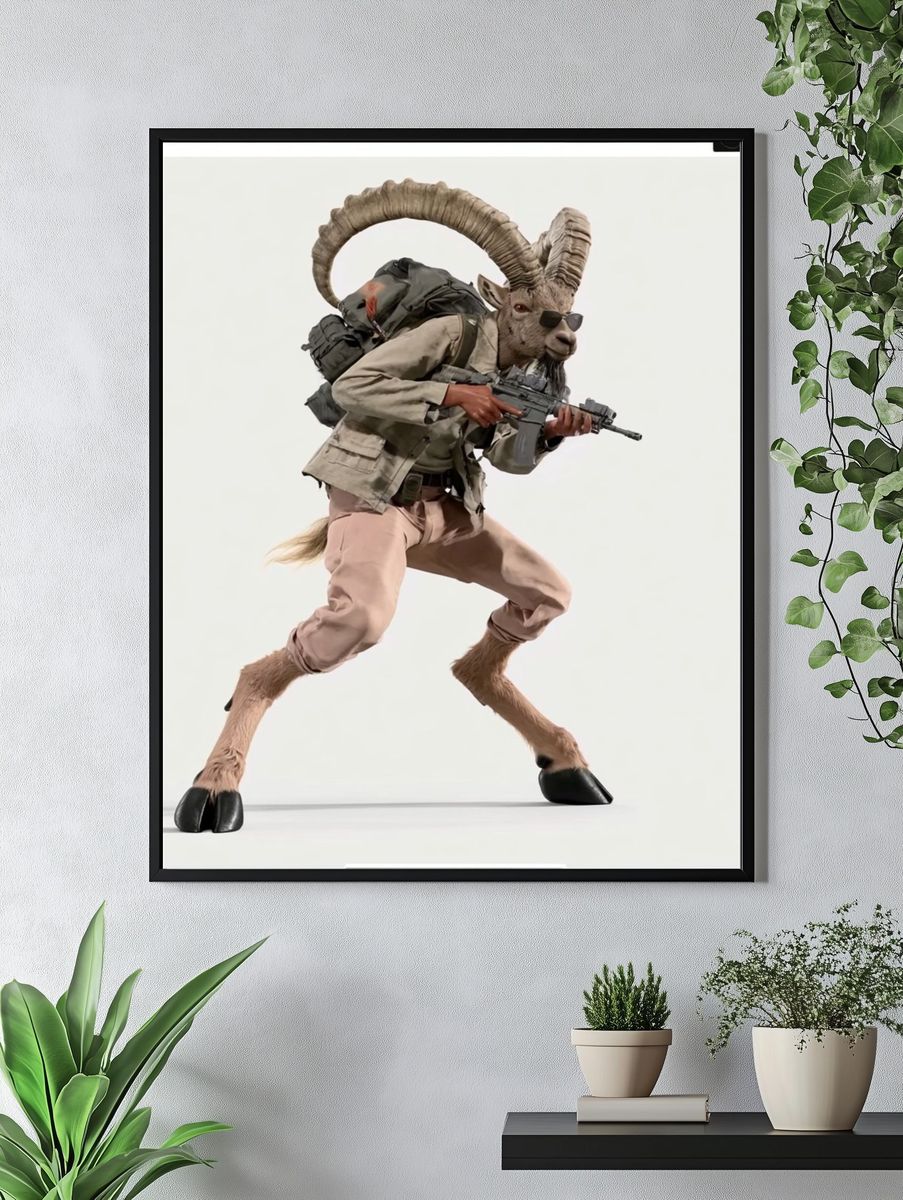 Goat Soldier Digital Art Print. — room view 4