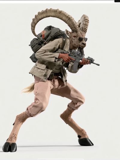 Goat Soldier Digital Art Print. poster