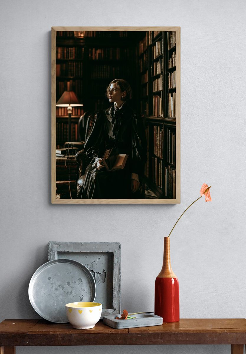 Gothic Library Portrait Poster. — room view 3