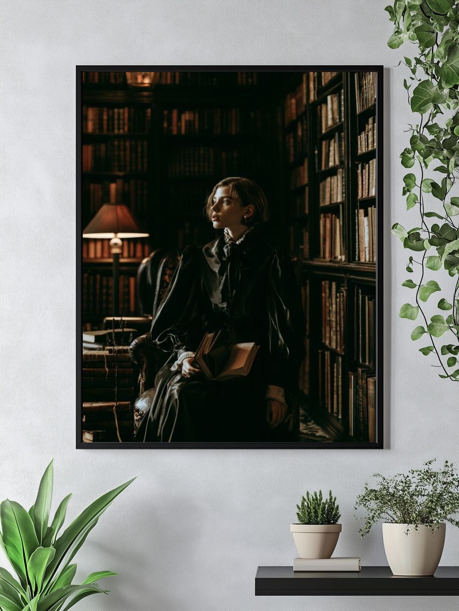 Gothic Library Portrait Poster. — room view 4