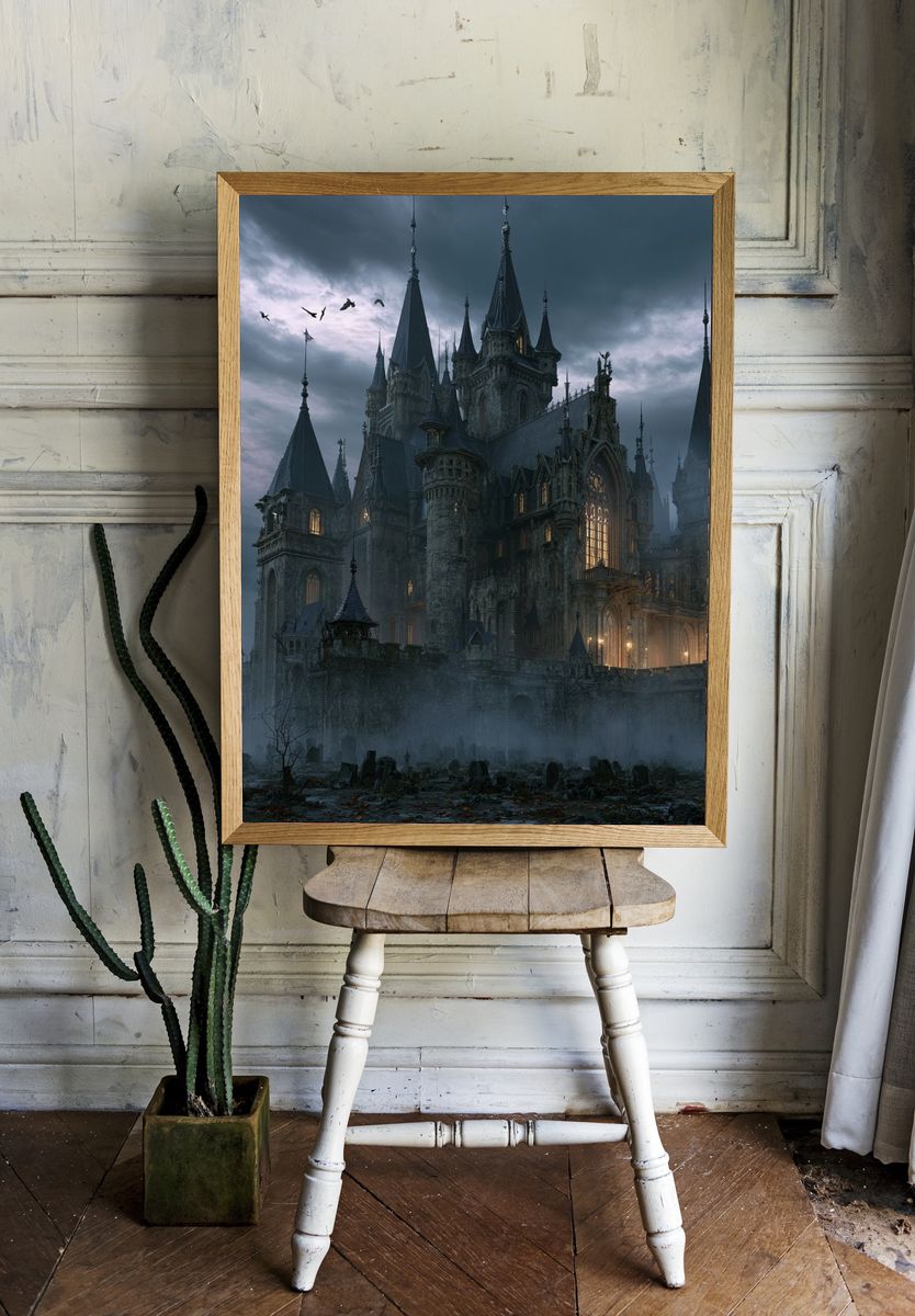 Gothic Castle at Dusk Poster. — room view 1