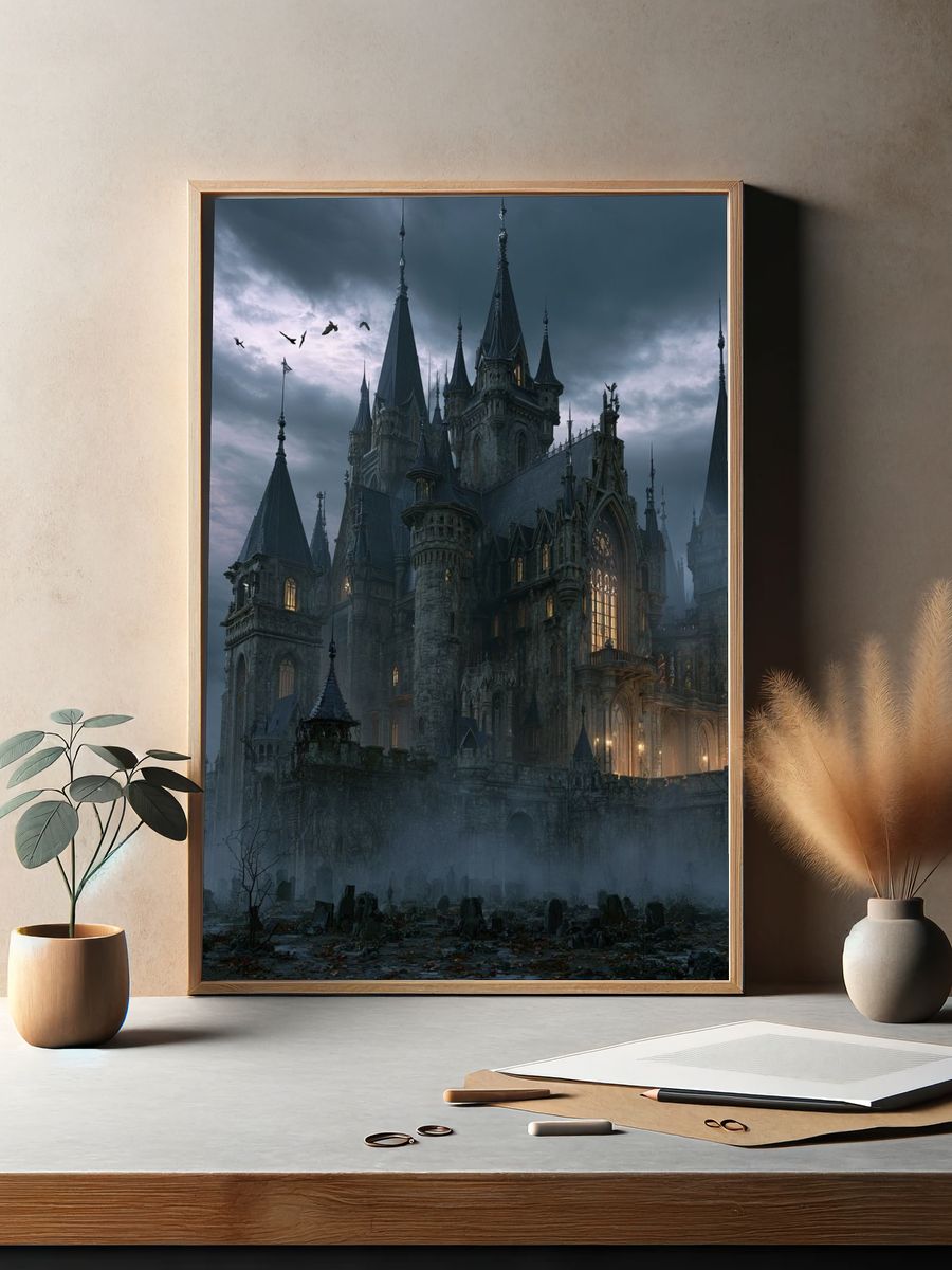 Gothic Castle at Dusk Poster. — room view 2